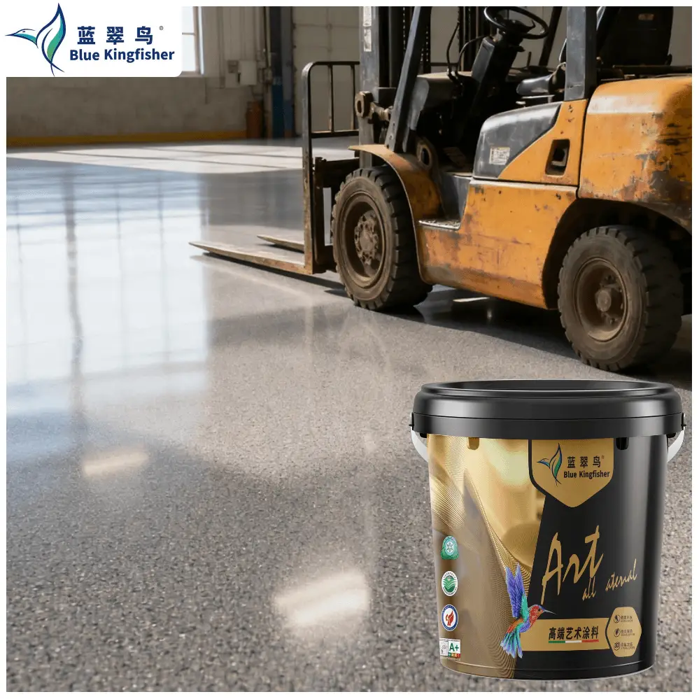 Blue Kingfisher epoxy colored sand floor paint multi-color wear-resistant floor material