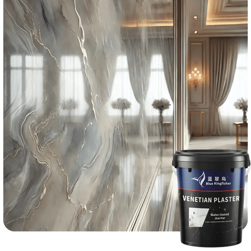 Blue Kingfisher Venetian Plaster Wall Texture Paint