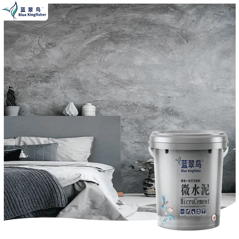 Blue Kingfisher microcement material seamless simple home decoration trend