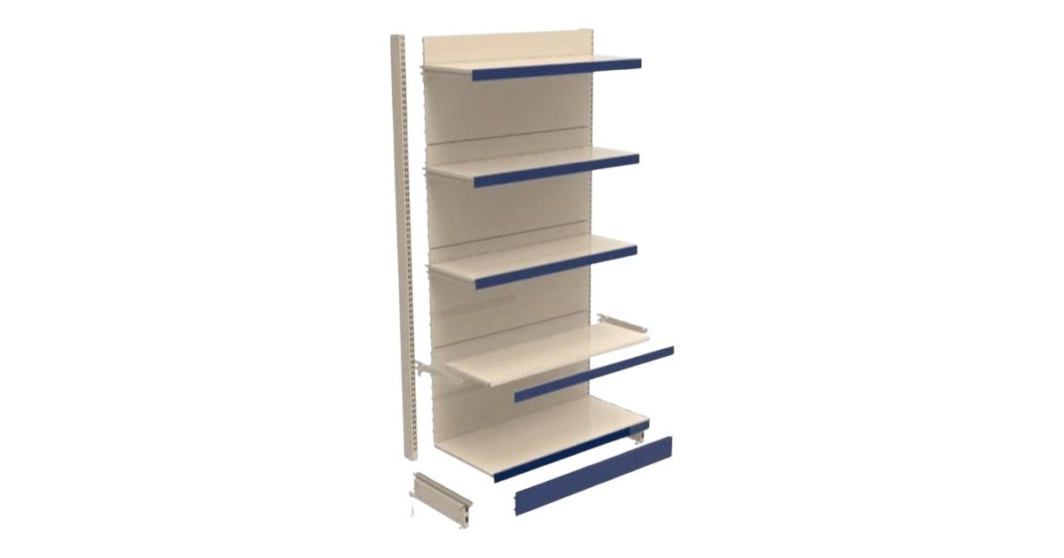 Adjustable Heavy Duty Gondola Shelving Unit for Retail Stores with Perforated Back Panel and Display Hooks