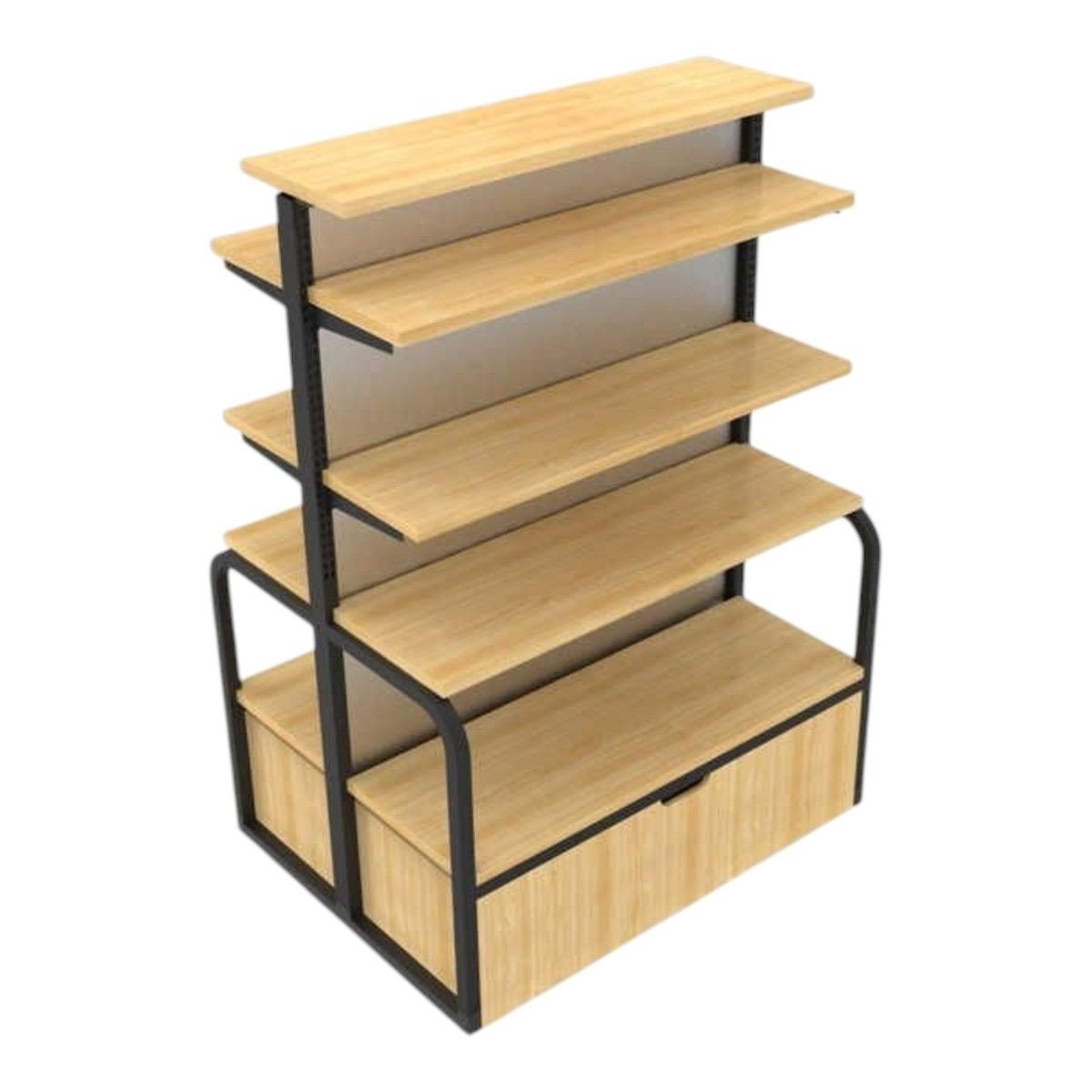 Custom Metal and Wood Double Sided Gondola Shelves for Supermarket Displays