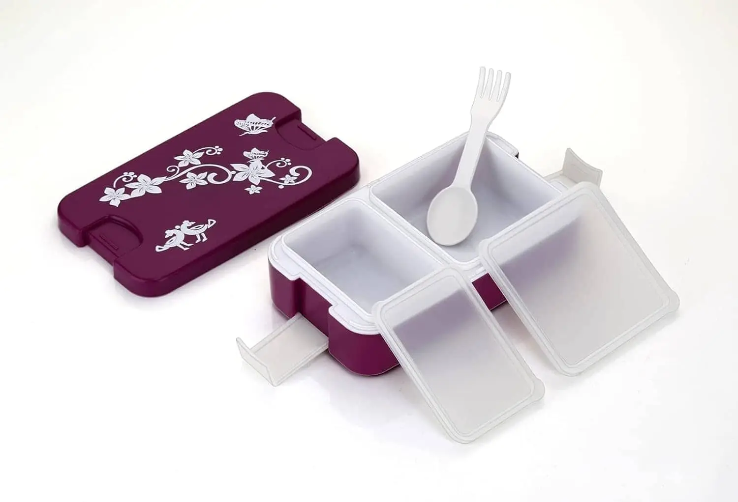 Lunch Box Air Tight Tiffin Box for Kids School Food Storage Box Two Compartmen with Spoon Snap Lock